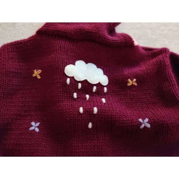 PERUVIAN HAND KNIT PATCHWORK HOODED ZIP UP PINK PURPLE SWEATER NEW - Picture 6 of 10